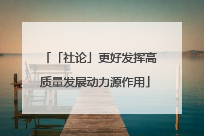 「社论」更好发挥高质量发展动力源作用