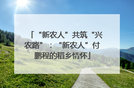 “新农人”共筑“兴农路”：“新农人”付鹏程的稻乡情怀