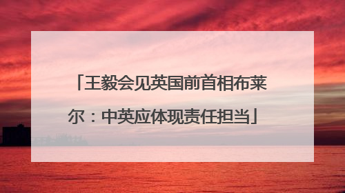 王毅会见英国前首相布莱尔：中英应体现责任担当
