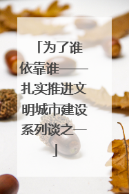 为了谁 依靠谁——扎实推进文明城市建设系列谈之一
