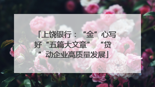 上饶银行：“金”心写好“五篇大文章” “贷”动企业高质量发展