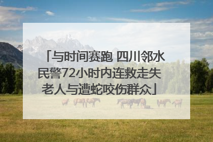 与时间赛跑 四川邻水民警72小时内连救走失老人与遭蛇咬伤群众