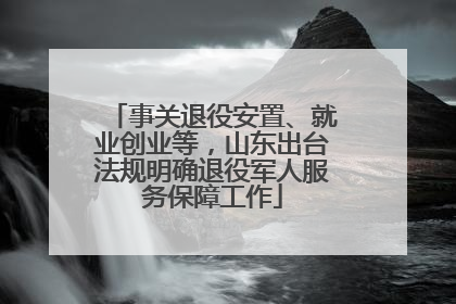 事关退役安置、就业创业等，山东出台法规明确退役军人服务保障工作
