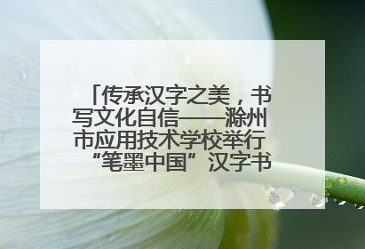 传承汉字之美，书写文化自信——滁州市应用技术学校举行“笔墨中国”汉字书写比赛表彰大会