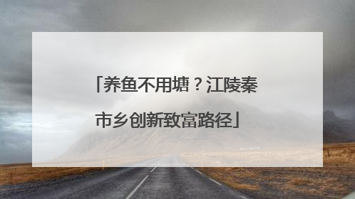 养鱼不用塘？江陵秦市乡创新致富路径