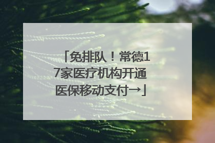 免排队！常德17家医疗机构开通医保移动支付→