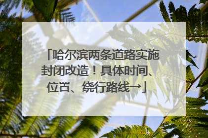 哈尔滨两条道路实施封闭改造！具体时间、位置、绕行路线→