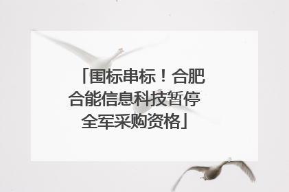 围标串标！合肥合能信息科技暂停全军采购资格