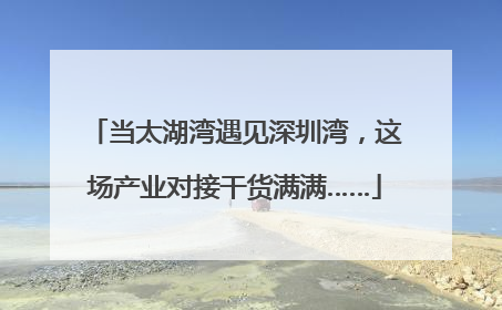 当太湖湾遇见深圳湾，这场产业对接干货满满……