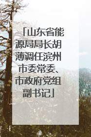 山东省能源局局长胡薄调任滨州市委常委、市政府党组副书记