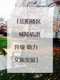 岳阳楼区：城陵矶港升级 助力文旅发展