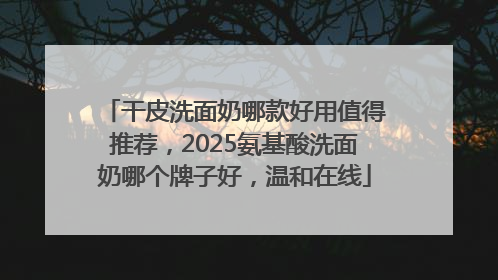 干皮洗面奶哪款好用值得推荐，2025氨基酸洗面奶哪个牌子好，温和在线