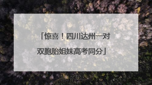 惊喜！四川达州一对双胞胎姐妹高考同分