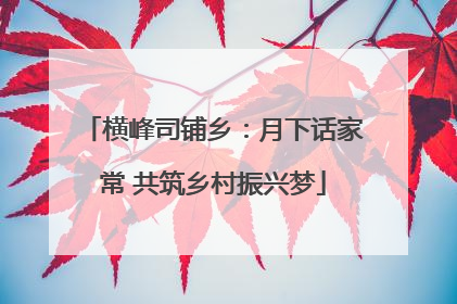 横峰司铺乡：月下话家常 共筑乡村振兴梦