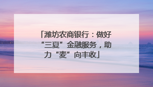 潍坊农商银行：做好“三夏”金融服务，助力“麦”向丰收