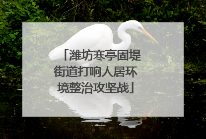 潍坊寒亭固堤街道打响人居环境整治攻坚战