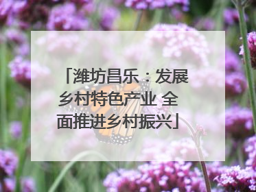 潍坊昌乐：发展乡村特色产业 全面推进乡村振兴