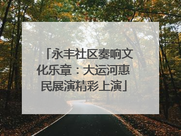 永丰社区奏响文化乐章：大运河惠民展演精彩上演