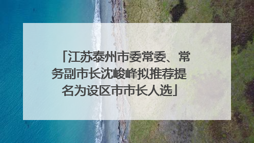 江苏泰州市委常委、常务副市长沈峻峰拟推荐提名为设区市市长人选