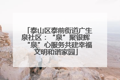 泰山区泰前街道广生泉社区：“泉”聚银辉“泉”心服务共建幸福文明和谐家园