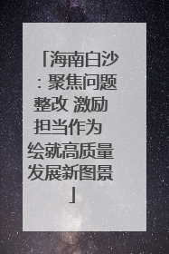 海南白沙：聚焦问题整改 激励担当作为 绘就高质量发展新图景