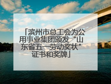 滨州市总工会为公用事业集团颁发“山东省五一劳动奖状”证书和奖牌