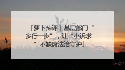 萝卜辣评｜基层部门“多行一步”，让“小诉求”不缺席法治守护