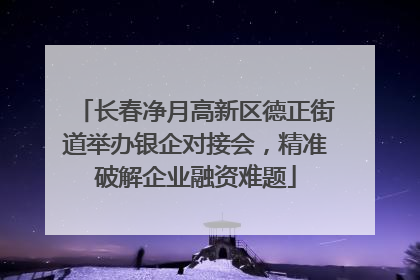 长春净月高新区德正街道举办银企对接会，精准破解企业融资难题
