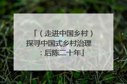 （走进中国乡村）探寻中国式乡村治理：后陈二十年