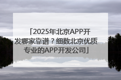 2025年北京APP开发哪家靠谱？细数北京优质专业的APP开发公司