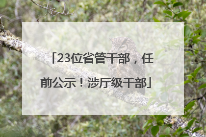 23位省管干部，任前公示！涉厅级干部